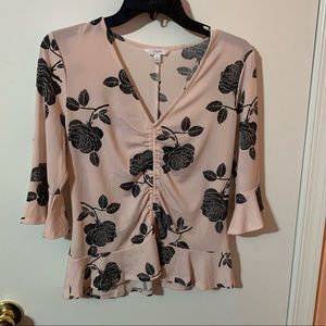 Pink and Black Floral Blouse